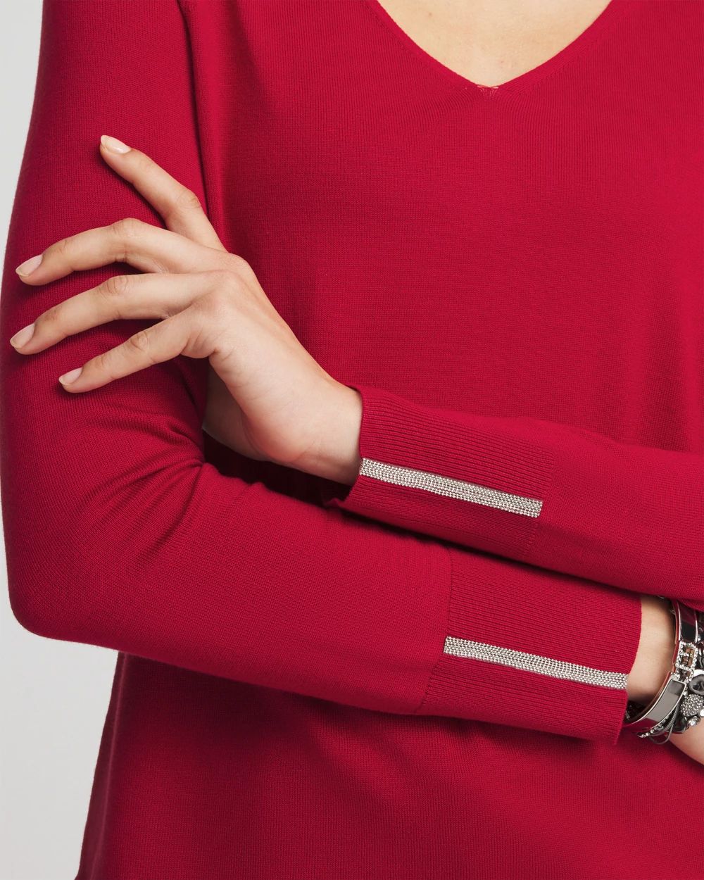 Caviar Trim V-Neck Pullover Sweater | Chico's